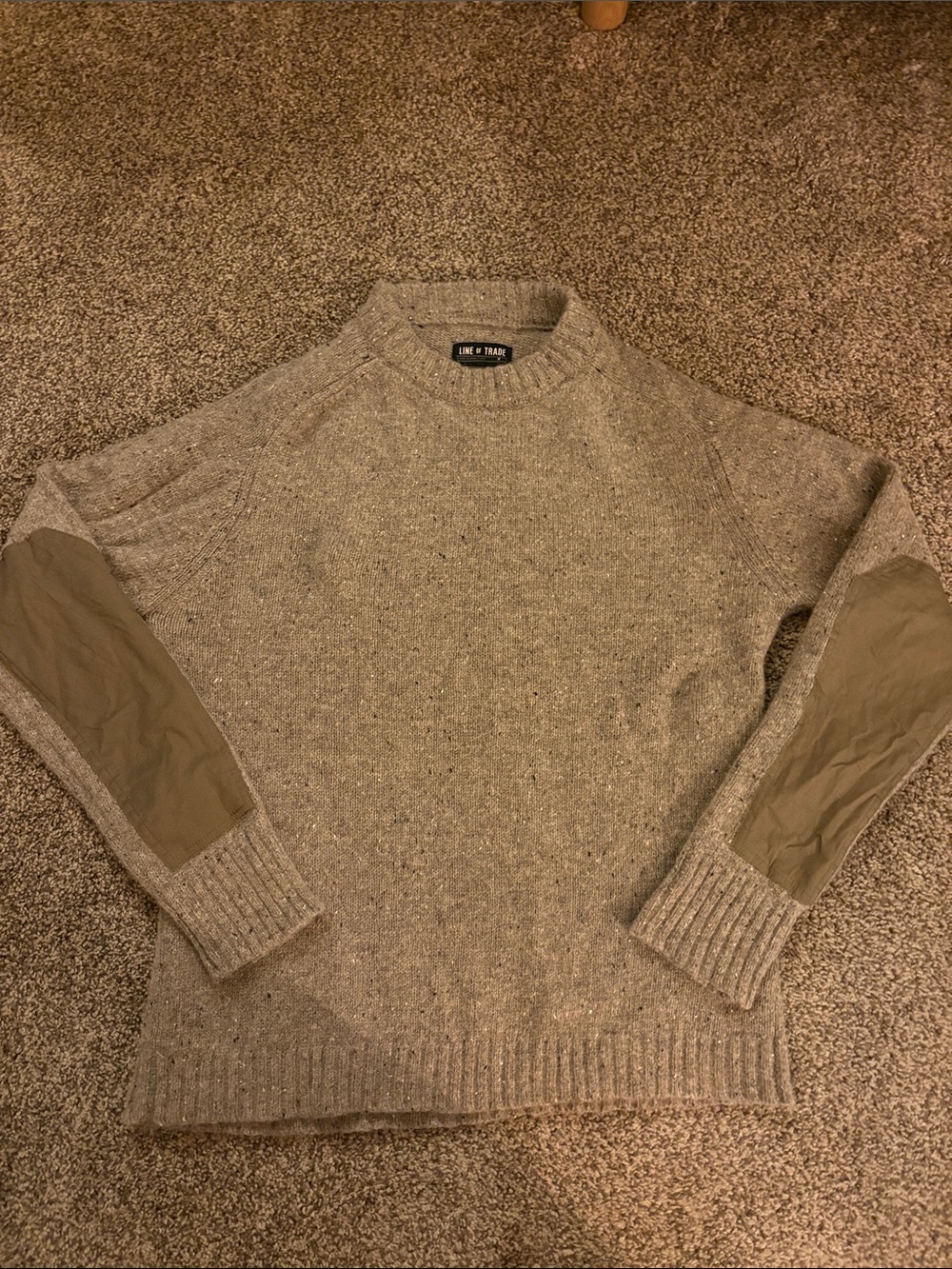 Line of trade Men's Neutral Crewneck Sweater with Elbow Patches